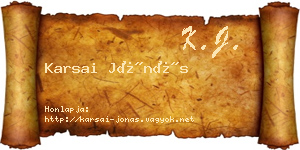Karsai Jónás névjegykártya